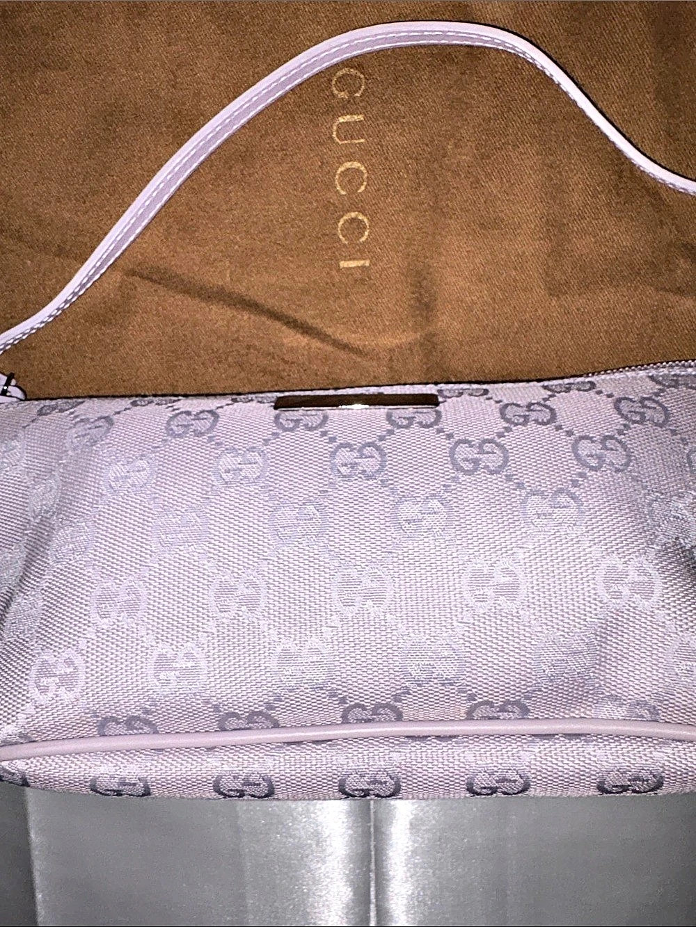 NWOT Gucci GG Canvas Boat Pochette Shoulder Bag in LAVENDER